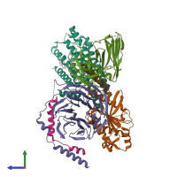 PDB entry 8dph coloured by chain, side view.