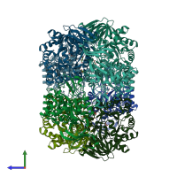 PDB entry 8dqn coloured by chain, side view.
