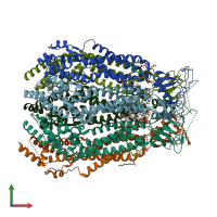 PDB entry 8dr8 coloured by chain, front view.