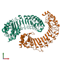 PDB entry 8drn coloured by chain, front view.