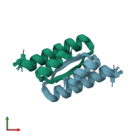PDB entry 8dsb coloured by chain, ensemble of 20 models, front view.