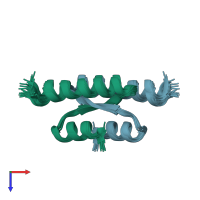 PDB entry 8dsb coloured by chain, ensemble of 20 models, top view.