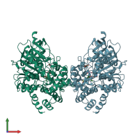 PDB entry 8dt2 coloured by chain, front view.