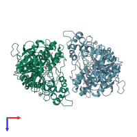 PDB entry 8dt2 coloured by chain, top view.