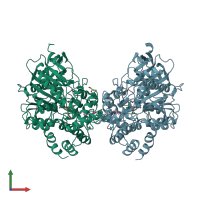 PDB entry 8dt4 coloured by chain, front view.
