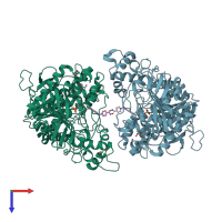 PDB entry 8dt4 coloured by chain, top view.