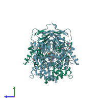 PDB entry 8dt5 coloured by chain, side view.