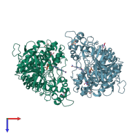 PDB entry 8dt5 coloured by chain, top view.