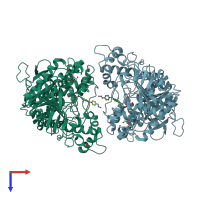 PDB entry 8dt7 coloured by chain, top view.