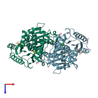 PDB entry 8dtc coloured by chain, top view.