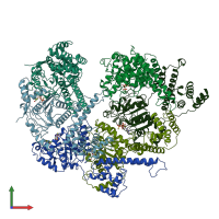 PDB entry 8duo coloured by chain, front view.