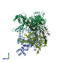 PDB entry 8duo coloured by chain, side view.