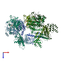PDB entry 8duo coloured by chain, top view.
