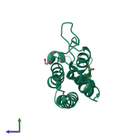 PDB entry 8dyr coloured by chain, side view.