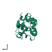 PDB entry 8dyz coloured by chain, side view.