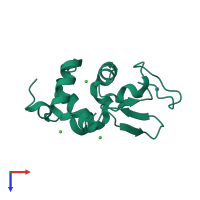 PDB entry 8dyz coloured by chain, top view.