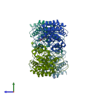 PDB entry 8e0s coloured by chain, side view.