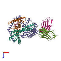PDB entry 8e1m coloured by chain, top view.