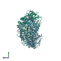 PDB entry 8e3p coloured by chain, side view.