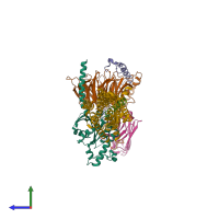 PDB entry 8e3y coloured by chain, side view.