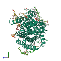 PDB entry 8e6i coloured by chain, side view.