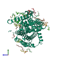 PDB entry 8e6l coloured by chain, side view.