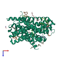 PDB entry 8e6n coloured by chain, top view.