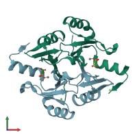 PDB entry 8e7q coloured by chain, front view.
