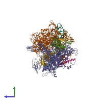 PDB entry 8e82 coloured by chain, side view.