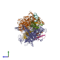 PDB entry 8e82 coloured by chain, side view.