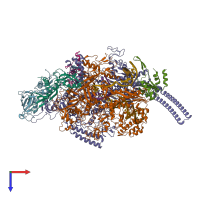 PDB entry 8e82 coloured by chain, top view.