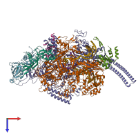 PDB entry 8e82 coloured by chain, top view.