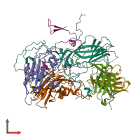 PDB entry 8e8r coloured by chain, front view.