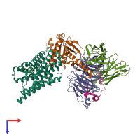 PDB entry 8e9x coloured by chain, top view.