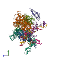 PDB entry 8ebx coloured by chain, side view.