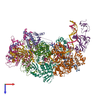 PDB entry 8ebx coloured by chain, top view.