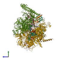 PDB entry 8eh8 coloured by chain, side view.