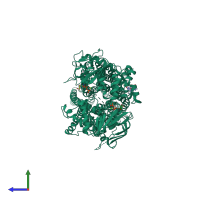 PDB entry 8eig coloured by chain, side view.