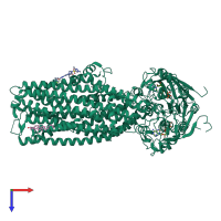 PDB entry 8eig coloured by chain, top view.