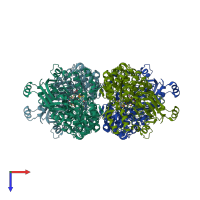 PDB entry 8ej0 coloured by chain, top view.