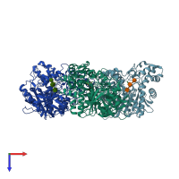 PDB entry 8eor coloured by chain, top view.