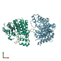 PDB entry 8eqi coloured by chain, front view.