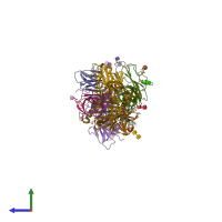 PDB entry 8es8 coloured by chain, side view.