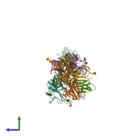 PDB entry 8es9 coloured by chain, side view.