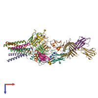 PDB entry 8es9 coloured by chain, top view.