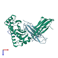 PDB entry 8esb coloured by chain, top view.