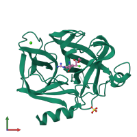 PDB entry 8est coloured by chain, front view.