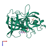 PDB entry 8est coloured by chain, top view.