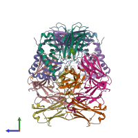 PDB entry 8euq coloured by chain, side view.