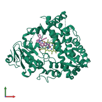 PDB entry 8ewd coloured by chain, front view.